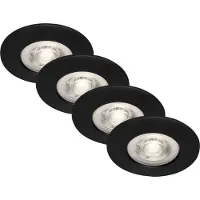 Briloner LED inbouwspots Kulana, set van 4, Mini, 4,9W, 480lm, zwart, mat