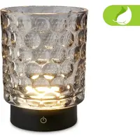 Briloner Sunora - Oplaadbare Tafellamp - snoerloze tuinverlichting - glazen lamp - buitenlamp dimbaar - grijs - Ø11 x 15 cm