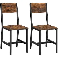 Vasagle Set van 2 eetkamerstoelen met metalen frame, Vintagebruin + zwart