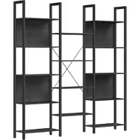 Vasagle Boekenkast met 14 planken en metalen frame, Ebbenhout Zwart + Inktzwart