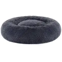 Feandrea Pluizig hondenbed in de vorm van een donut, Donkergrijs