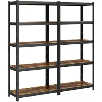Songmics Zware plank met 5 verstelbare planken, Vintagebruin + zwart / 2