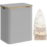 Songmics Wasmand met deksel, Duif grijs / 130L (52 x 38,5 x 70,5 cm)