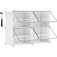 Songmics Schoenenrek – 4 compartimenten – Stalen frame – Zwart