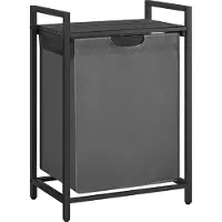 Vasagle Wasmand met uittrekbare waszakken, Zwart + Grijs / 65 L (50 x 33 x 72 cm)