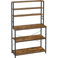 Feandrea Keukenplank met stopcontacten en roosterplaat, Vintagebruin + zwart / 40 x 100 x 167 cm