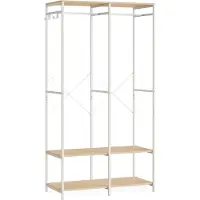 Songmics Open kledingkast met kledingroede en haken, Natuurlijk beige / 40 x 94,5 x 180 cm