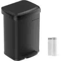 Songmics Keukenafvalbak van 50 liter met deksel, Zwart