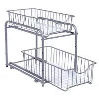 Songmics Keukenkast met 2 niveaus stapelbaar, Metallisch zilver / 2