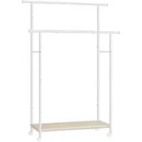 Songmics Kledingrek op wielen, Natuurlijk beige + wolkenwit