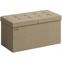 Hobby Hall Zitbank met opbergruimte, opvouwbare kist, opbergdoos, 38 x 76 x 38 cm, inklapbaar deksel, belastbaar tot 300 kg, voor hal, woonkamer, slaapkamer, camelbruin