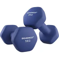 Songmics Hexagon dumbbells voor thuis met neopreen coating, Blauw / 2 x 5 kg