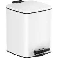Songmics prullenbak 6 liter – afvalbak badkamer / toilet – softclose afvalemmer – wit