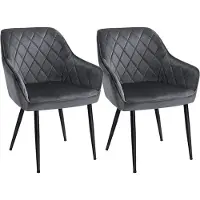 Songmics Eetkamerstoelen met armleuningen en fluwelen bekleding, Grijs / 2