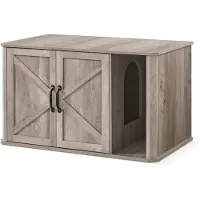Feandrea Modern kattenhuis met dubbele deur en handige vooringang, Heather Greige