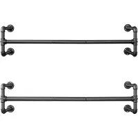Songmics Kledingroede voor aan de muur in industrieel design, Zwart / 1