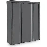 Songmics Kledingkast 12 planken met metalen frame en non-woven stoffen bekleding, Grijs