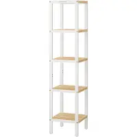 Songmics Staande bamboe opbergplank met vijf lagen, Wolkenwit + Natuurbeige