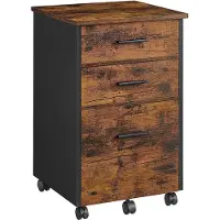 Vasagle Rolcontainer met 3 lades vintage bruin-zwart