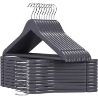 Songmics Houten kleerhanger antislip, Grijs + Zilver / 20