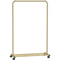 Songmics Kledingrek 91 cm breed op wielen, Goudkleurig