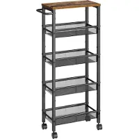 Vasagle Trolley 5 niveaus smal vintage bruin-zwart, Vintagebruin + zwart
