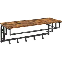 Vasagle Wandkapstok met plank en 5 afneembare haken, Vintagebruin + zwart