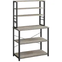 Vasagle Staande keukenplank met 6 planken en 6 haken, Grijs + Zwart