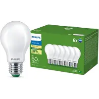 Philips UltraEfficient LED lamp Mat - 60W - E27 fitting - Warmwit licht; 2700K - Ultra Efficiënt: Energielabel A - 6-pack
