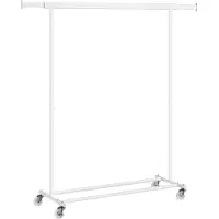 Songmics Kledingrek op wielen met uitschuifbare stang en hoge draagkracht, Wit / (92-132)B cm