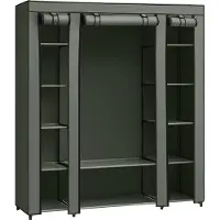 Songmics Kledingkast 12 planken met metalen frame en non-woven stoffen bekleding, Salie groen
