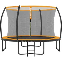 Songmics ronde tuintrampoline met veiligheidsnet, Zwart + Oranje / Ø 366 cm