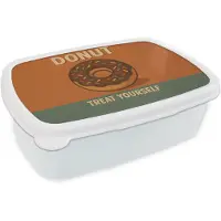 MuchoWow Broodtrommel Wit - Lunchbox Donut - Spikkels - Kleurrijk - Quote - Brooddoos 18x12x6 cm - Brood lunch box - Broodtrommels voor kinderen en volwassenen
