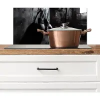 KitchenYeah Spatscherm keuken 60x30 cm - Kookplaat achterwand Bokshandschoenen - Muur - Duister - Zwart - Muurbeschermer - Spatwand fornuis - Hoogwaardig aluminium