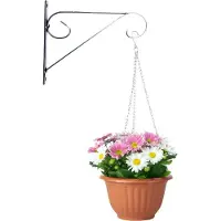 PlasticForte Hangpot + Muurhaak Cuneo - terracotta - D25 cm - kunststof - metaal - tuinaccessoires