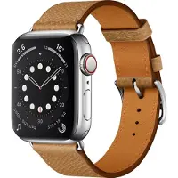 Mobigear Leren Watch bandje geschikt voor Apple Watch Bandje Gespsluiting | Torino - 42/41/40/38 mm - Bruin