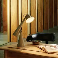 Tom Dixon Design tafellamp Pose Task Light, dimbaar, messing / goud, Woon-/ Eetkamer, Kunststof, Design, tafellamp