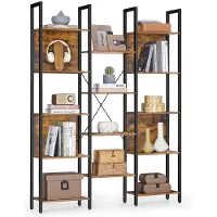 Vasagle Boekenkast met 14 planken en metalen frame, Vintagebruin-Zwart