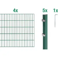 Alberts 654405 dubbelstaafmat hekwerk als 10-delige complete hekwerkset, groen, hoogte 180 cm, lengte 8 m