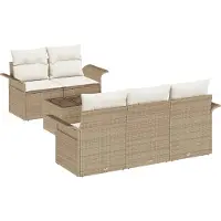 vidaXL Tuinbank Set 6 st 5-Aantal zitplaatsen Beige en Crème