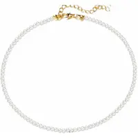Charme Bijoux Parel synthetische -ketting -Wit -kort- Goudkleurig- 4 mm -