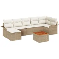vidaXL Tuinbank Set 8 st Beige en Crème poly rattan