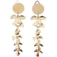 Charme Bijoux Clip oorbellen -Twila -goudkleurig -glanzende blaadjes 6cm- geen gaatje- Lang-
