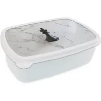 MuchoWow Broodtrommel Wit - Lunchbox Schaakstuk - Loper - Zwart - Marmer print - Brooddoos 18x12x6 cm - Brood lunch box - Broodtrommels voor kinderen en volwassenen