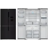 Amica AFN9561DXN - Amerikaanse Koelkast met 4 deuren - NoFrost - Waterdispenser met reservoir- 560 L - 183 cm H - Black RVS