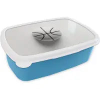 MuchoWow Broodtrommel Blauw - Lunchbox Basketbal - Wit - Schaduw - Lijnen - Brooddoos 18x12x6 cm - Brood lunch box - Broodtrommels voor kinderen en volwassenen