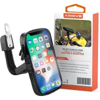Xssive M1 Telefoonhouder Motor en Scooter - Spiegelbevestiging - Flexibele Stang - Waterdicht - Geschikt voor o.a Vespa, Kawasaki, Ducatti, Sym, Piaggio, Kymco - GSM Houder