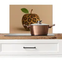 KitchenYeah Spatscherm keuken 60x40 cm - Kookplaat achterwand Appel - Panter - Blaadje - Groen - Muurbeschermer - Spatwand fornuis - Hoogwaardig aluminium