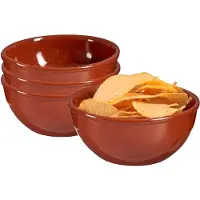 La Dehesa Soepkommen / serveer schaaltje - 4x - terracotta - D18 x 7 cm - aardewerk - Spaanse sfeer - 1000 ml