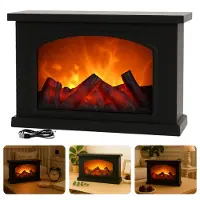 Cheqo LED Sfeerhaard - Decoratieve LED Openhaard - LED Haard Elektrisch - Kunststof - USB